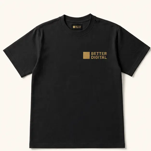 Black Better Digital tee with the white BD monogram